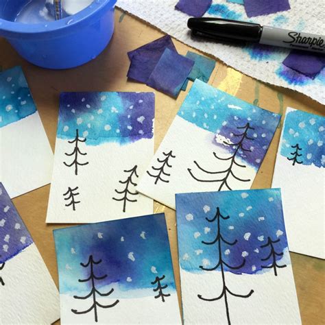 How to Paint Winter Skies (without Paint!) · Art Projects for Kids