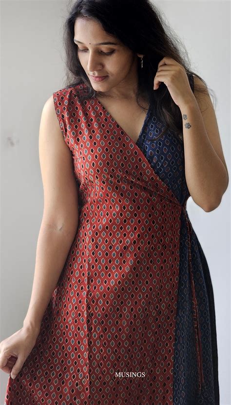 Daksha - Ajrakh Handblock Printed Wrap Dress – Musings
