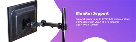 Rife Single Monitor Mount Fits 13" to 32" Computer Screen, Height ...