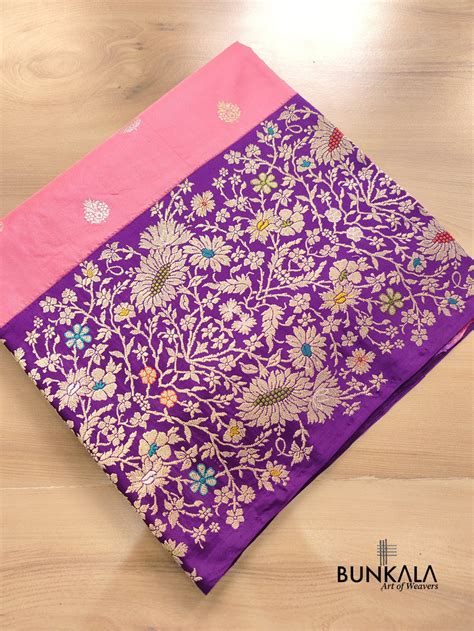 Shop Pink Pure Katan Silk Kadwa Handweaved Meenakari Banarasi Saree ...