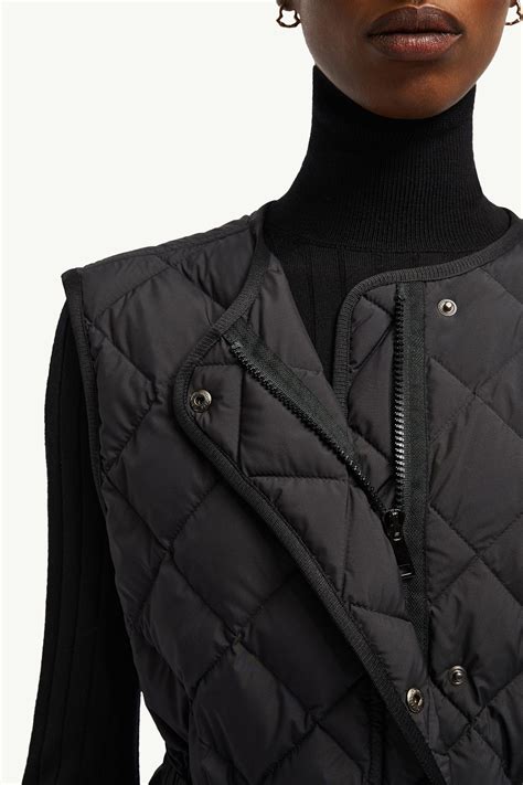Black Butor Diamond-Quilted Long Down Vest - Vests for Women | Moncler US