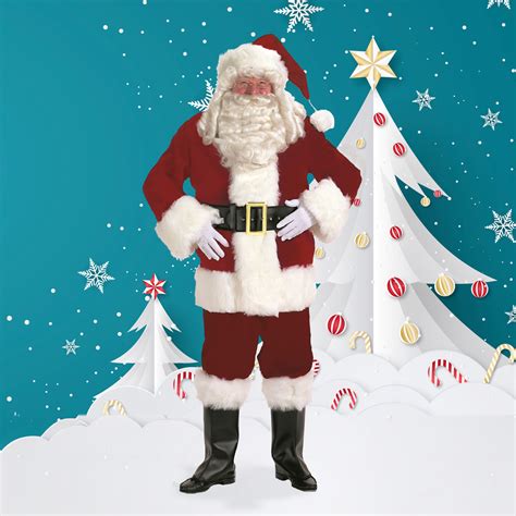 7-Piece Burgundy Velvet Santa Suit - Adult Size XXXL | Christmas Central