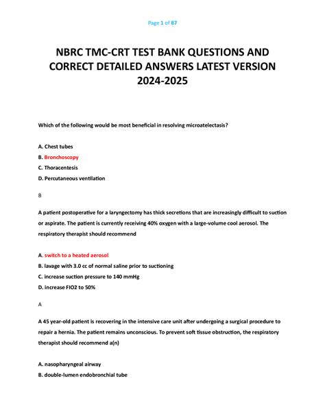 NBRC TMC-CRT TEST BANK QUESTIONS AND CORRECT DETAILED ANSWERS LATEST ...