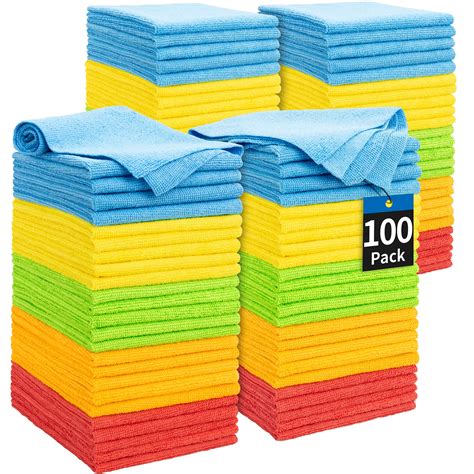 HOMERHYME Microfiber Cleaning Cloths, 100 Pack Cleaning Rags Towels ...
