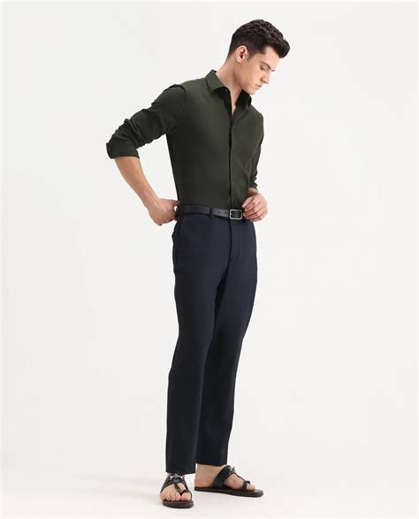 Rare Rabbit Men's Austin Beige Cotton Plain Relaxed Fit Trouser