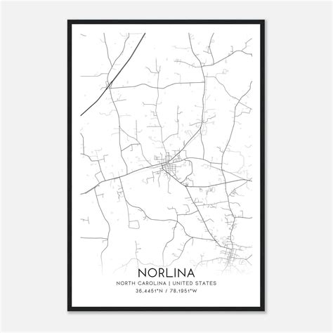 Norlina North Carolina Map Poster, Modern Home Decor Wall Art Print ...