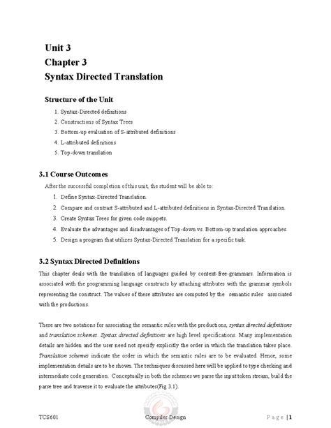 TCS601 Compiler Design: Unit 3 Chapter 3 - Syntax Directed Translation ...