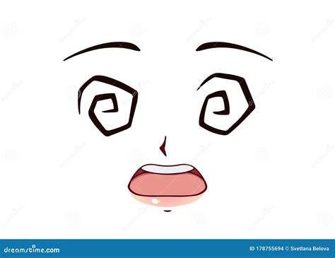 Scared Anime Face. Manga Style Funny Eyes Stock Vector - Illustration ...