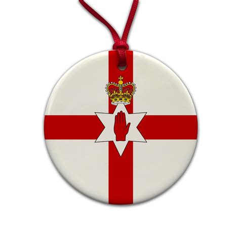 Great Britain Northern Ireland Country Flag Christmas Tree Holiday Round Ceramic Ornament ...