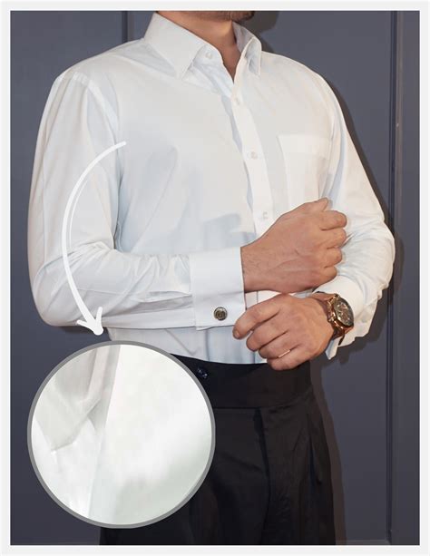 White Giza Cotton Formal Shirt with French Cuffs & Concealed Button ...