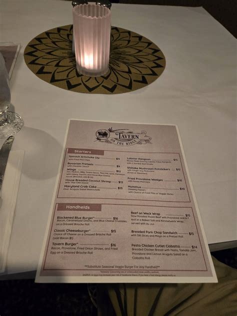 Menu at Tavern on the Ridge restaurant, Albion