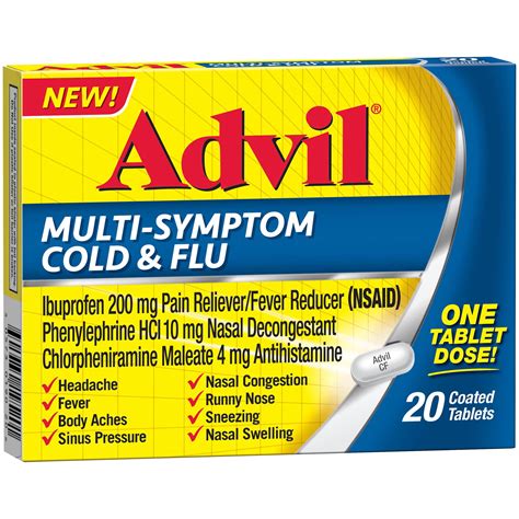 Advil Multi-Symptom Cold & Flu Tablet (20 Count) Coated Tablet, 200 MG ...