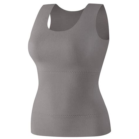 uublik Women's Thermal Shirts Thermal Fleece Sleeveless Built-in Bra ...