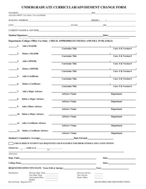 Undergraduate Curricular Change Form - Blank Fillable Template | Fill ...