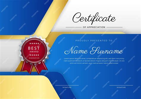 Certificate template design with blue modern elegant certificate of ...