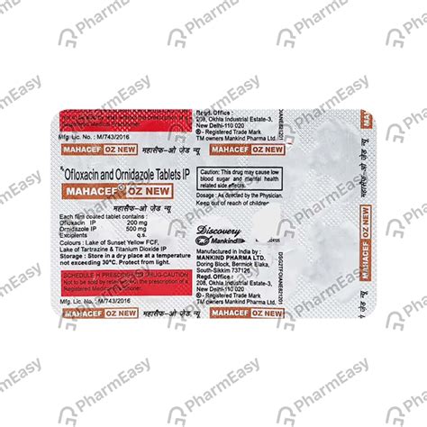 Mahacef Oz New Strip Of 10 Tablets: Uses, Side Effects, Price & Dosage ...