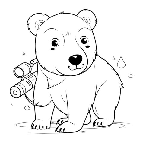 Premium Vector | Illustration of a cute bear with a camera and a drop ...