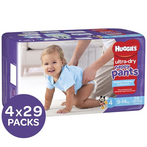 Huggies Ultra Dry Nappy Pants Size 4 9-14 kg Boys 4 x 29 ...