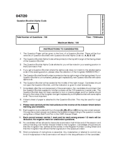 Qp jphn - Kerala psc - A 047/ Question Booklet Alpha Code Total Number ...