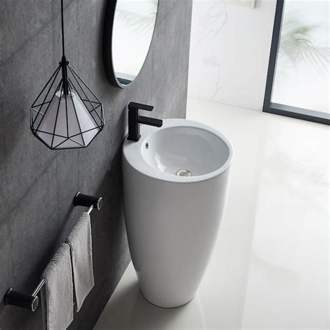 Eridanus Gibbous Vitreous china Modern Crisp White Pedestal Sink Combo ...
