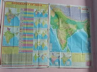 Set of 7 Paper Folded Maps and charts | India political physical ...