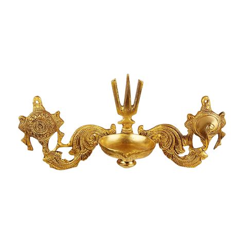 ARTVARKO Brass Shankh Chakra Namah Tilak Oil Diya Lamp Wall Hanging ...