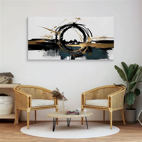 Dynamic black and gold brush strokes on white with swirling lines ...