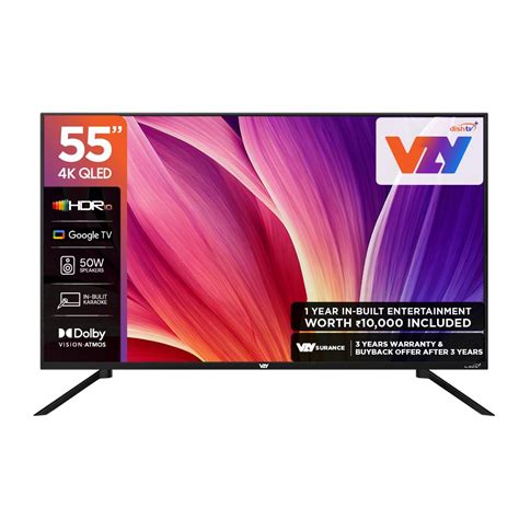 VZY 139 cm (55 Inches) QLED 4K Ultra HD Smart Google TV | 1 Year Watcho ...