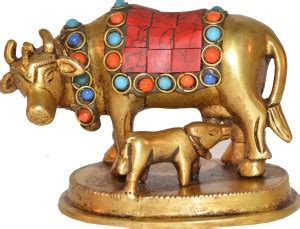 aakrati Turquoise stone finish Small Cow and Calf Decorative Showpiece ...