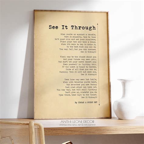 See It Through Poem by Edgar A Guest Poster Print | Success Poem Print ...