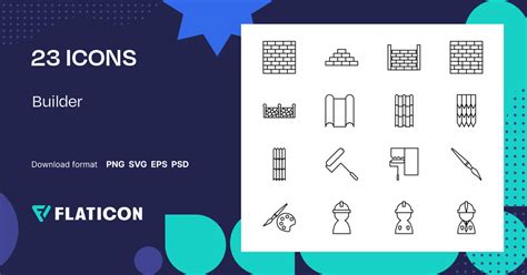 Builder Icon Pack | Black outline | 23 .SVG Icons