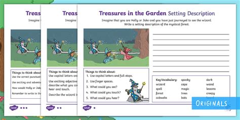 Treasures in the Garden Wizard Setting Description Worksheet / Worksheets