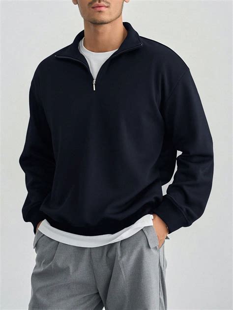 DAZY Men's Solid Color Half Zipper Sweatshirt | Classy outfits men ...