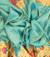 Light Blue Woven Tissue Saree With Paithani Border & Pallu-PA1097