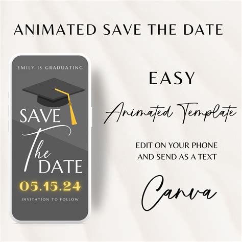 Gold Graduation Save the Date Template, Save the Date Text Message ...
