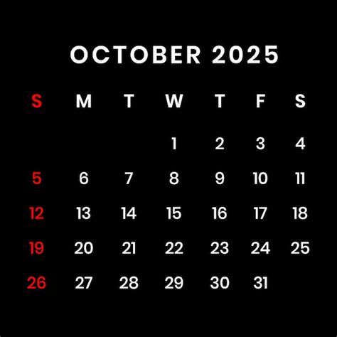 October 2025 calendar black background | Premium PSD