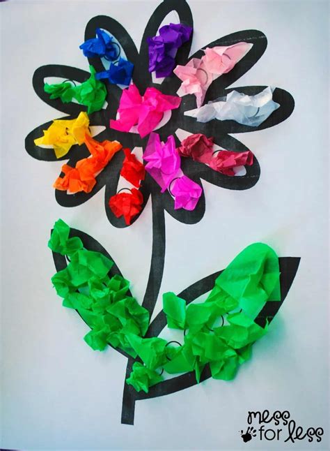 Tissue Paper Flower Art Activity - Mess for Less