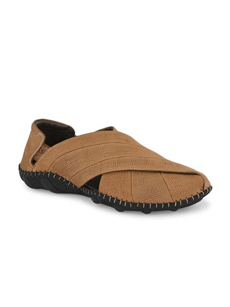 Hitz Men's Camel Leather Slip-On Shoe Style Sandals – Hitz Shoes Online