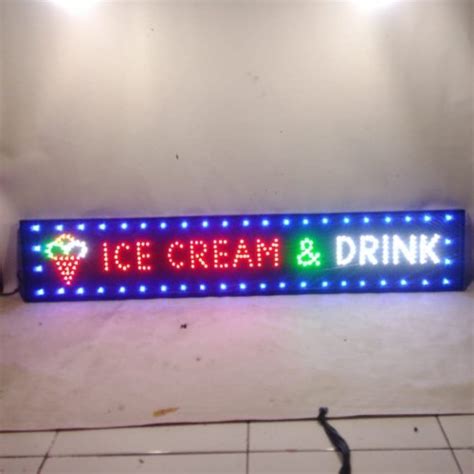 Promo tulisan lampu led ice cream es krim & drink 100x20 cm - Kab ...