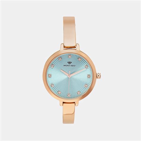 Mont Neo women's Analog Round Dial Quartz Rose Gold Stainless Steel ...