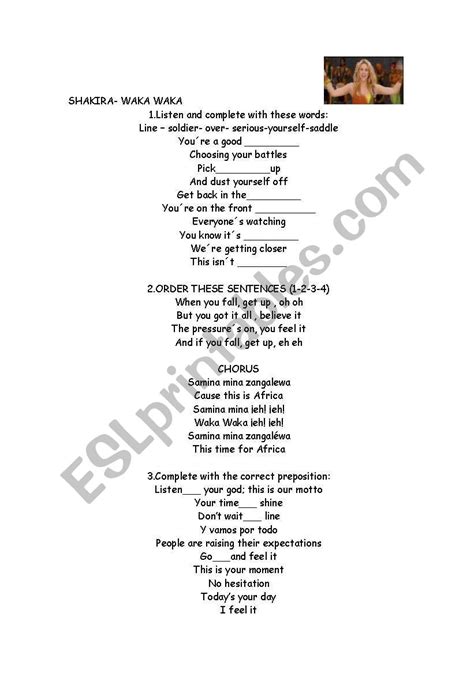 Shakira Waka Waka Song Lyrics English