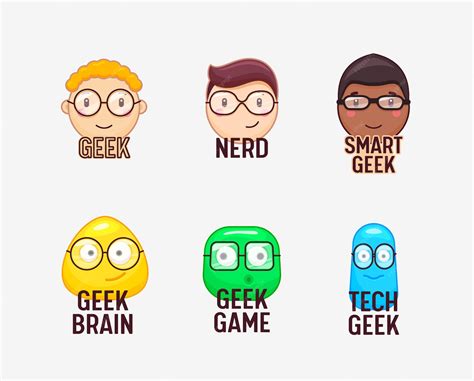 Premium Vector | Set of nerds and geeks funny faces isolated on white