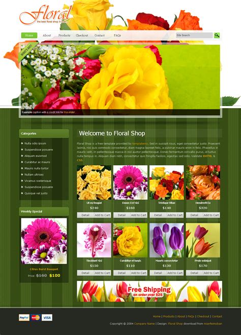 花卉店html静态网站模板_电子商务网上花店鲜花网购网页模板 - 二当家的