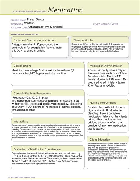 Printable Ati Medication Template - Printable Free Templates