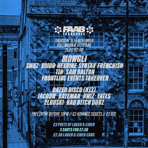 FAAB Presents: ATTIC Thursdays (70% SOLD OUT), The Full Moon And Attic ...