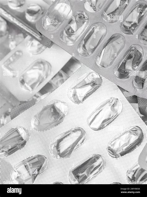 Used silver blisters pack. Empty plastic blister packages. Treatment ...