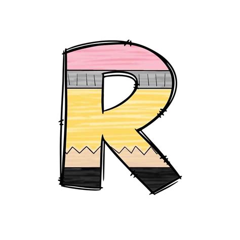 Colorful Letter R Drawing with Colored Pencils