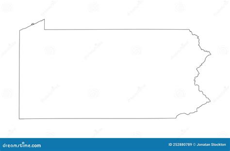 Vectorkaart Van Pennsylvania Silhouette Geïsoleerd Op Witte Achtergrond. Vector Illustratie ...