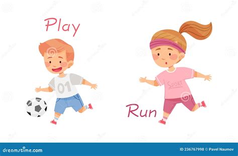 Play and Run English Action Verbs for Kids Education Set. Children ...