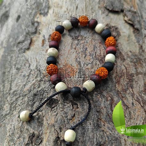 Designer Mixed Tulsi and Rudraksha Beads Bracelet - Tulsi Mala